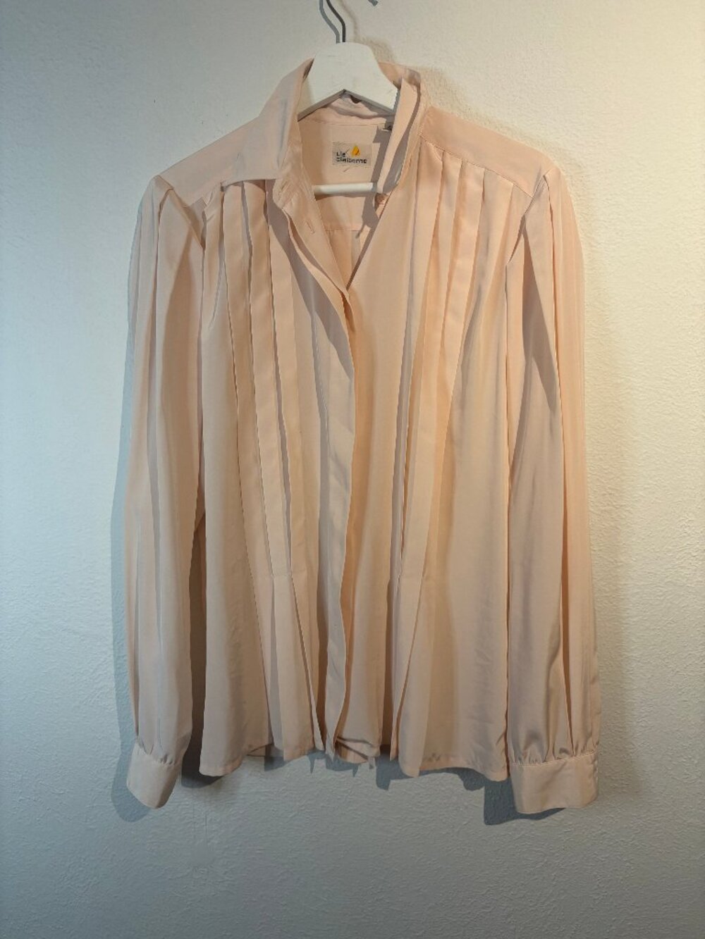 Vintage Liz Claiborne Blush Pink Pleated Blouse Size 10 90s Secretary